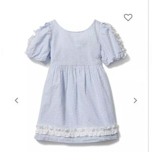 JANIE AND JACK Girl Dress SZ 3 The Emily Seersucker Stripe Pastel Cotton Ruffle‎